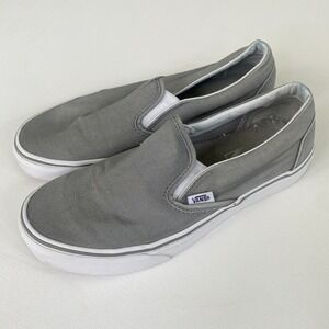 Vans Slip On Sneakers Casual Skate Shoes Gray Canvas Mens Size‎ 7 Womens 8.5